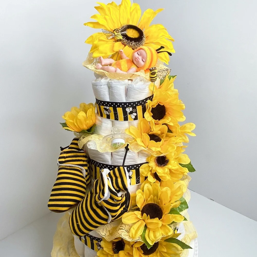 Bumblebee Sunflowers Diaper Cake